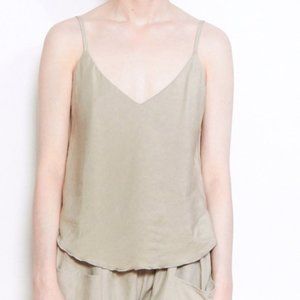 Ozma Silk & Linen Camisole in Stucco. Size Medium.